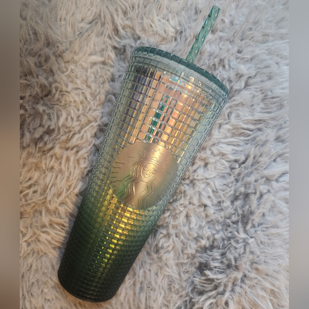 Starbucks Iridescent Jade Green Ombre Gradient Grid Venti 24oz Cold Tumbler